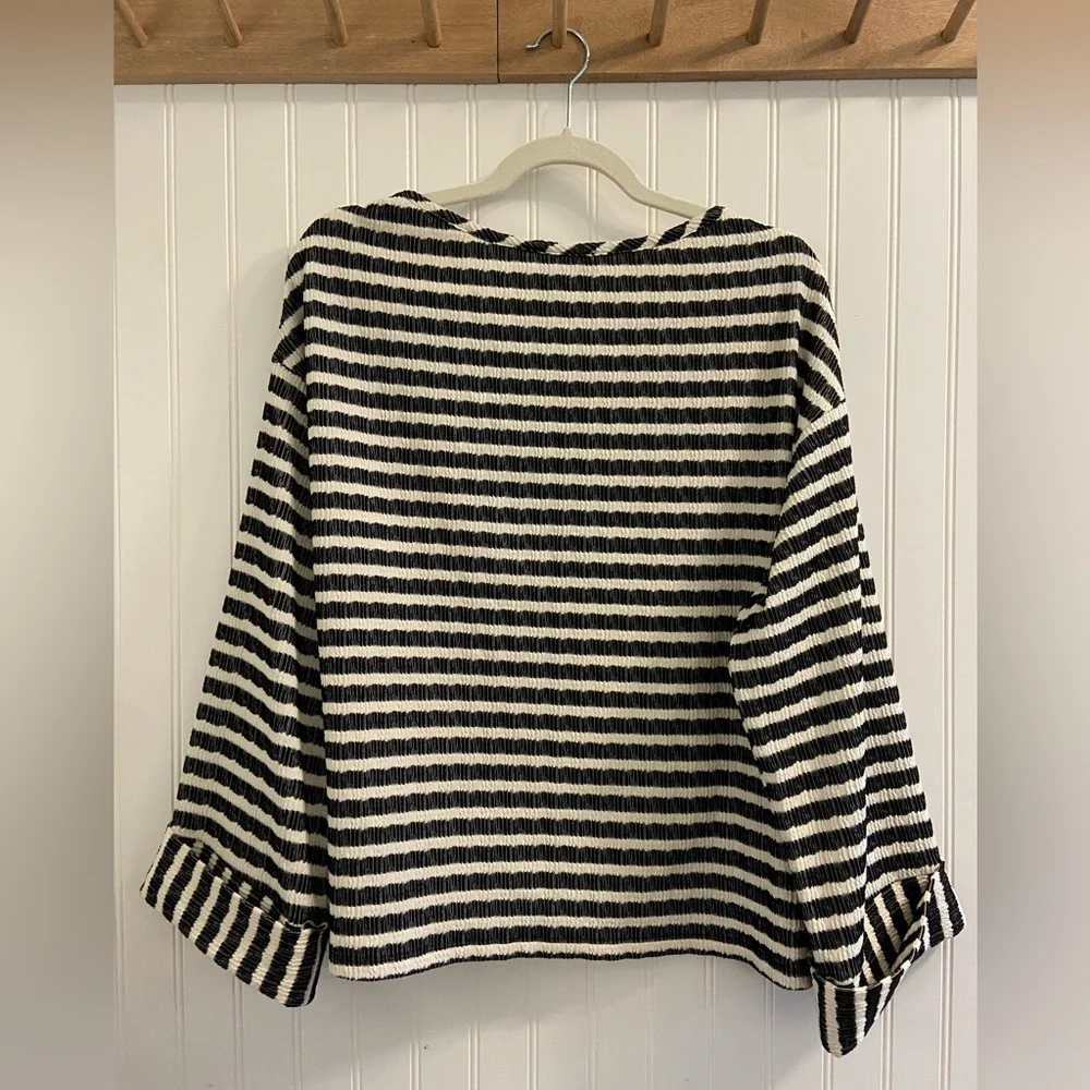 Show Me Your Mumu Striped Boxy Cropped Long Sleeve Pullover One Size - Picture 7 of 7
